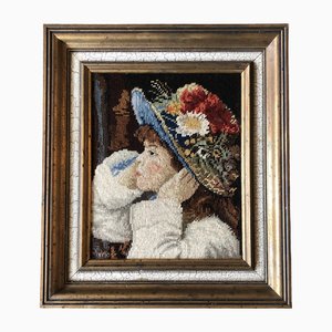 After Renoir Dallas, Untitled, Hand Done Needlepoint, Framed