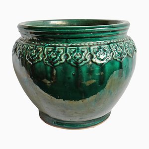 Pot Vintage Vietnam Vert en Céramique