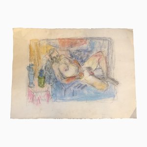 Male Nude, 1970s, Charcoal on Paper