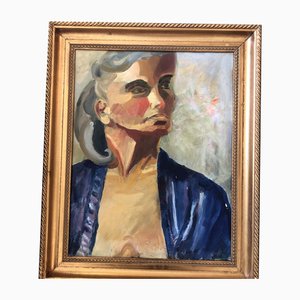 Female Portrait, 1970s, Painting on Canvas, Framed