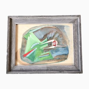 Abstract Composition, 20th Century, Paint on Paper, Framed