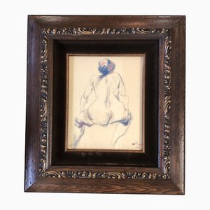 Female Nude, 1960s, Watercolor on Paper, Framed