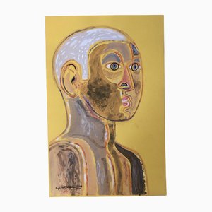 EJ Hartmann, Portrait Moderniste Abstrait, Années 2000, Peinture sur Papier