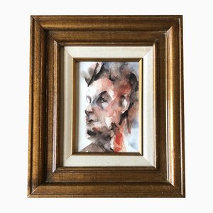 Aquarelle, Portrait Abstrait, 1970, Encadré