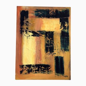 Composition Moderniste Abstraite, années 90, Peinture sur Toile
