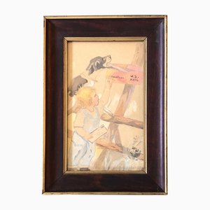 Children's Illustration, Painting, 20th Century, Framed