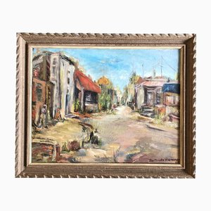 Gertrude Hammer, Eastern European Village Scene, 1960s, Painting on Canvas