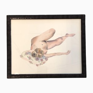 Female Nude, 1950s, Watercolor, Framed