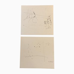 Robert Cooke, Dibujos abstractos en tinta, años 70, Papel, Juego de 2