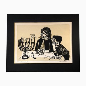 Irving Amen, Chanukah, Impression Bloc de Bois, 1960s