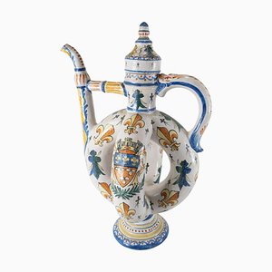 French Majolica Faience Puzzle Jug