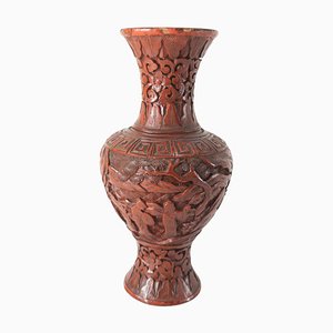 19th Century Chinese Red Cinnabar Lacquer Vase