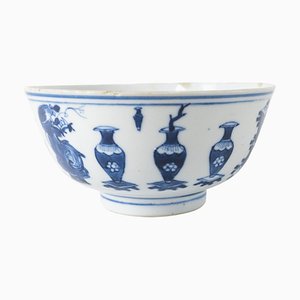 Cuenco chinoiserie azul y blanco, Guangxu