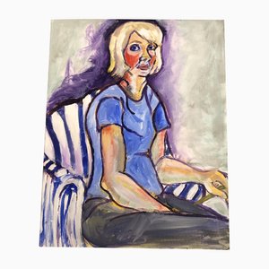 Courtney Barring, Retrato femenino como Alice Neel, década de 2000, pintura sobre lienzo