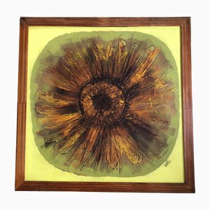 Sonnenblume, 1960er, Gemälde auf Leinwand, gerahmt