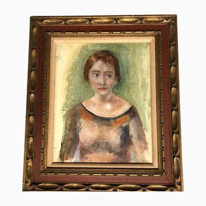 Mid Century Female Portrait, 1950s, Painting on Canvas