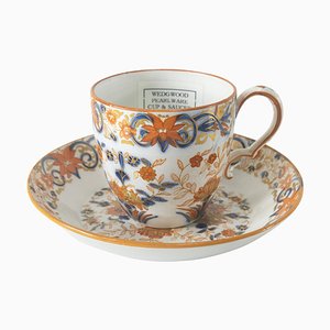 English Wedgwood Pearlware Imari Teacup and Saucer, Set of 2