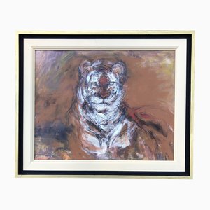 Tiger, 1970s, Painting on Canvas, Framed