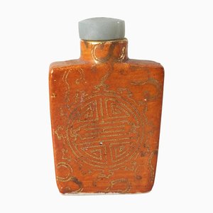 Botella de rapé china naranja y oro