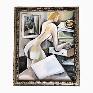 Stewart Ross, Female Nude Interior, 1990er, Malerei auf Leinwand