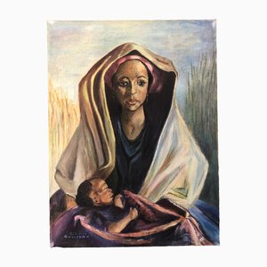 Cora Sullivan, madre e hijo, años 60, pintura sobre lienzo