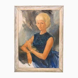 Female Portrait, 1960s, Paint on Paper, Framed