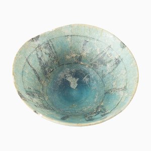 Early Middle Eastern Turquoise Blue Glazed Kashan Bowl