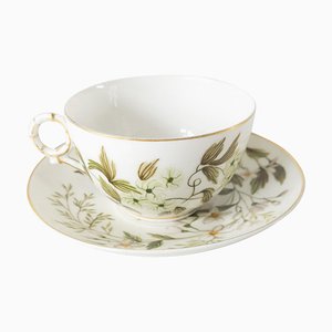 Taza de té y platillo franceses de principios del siglo XX de Haviland & Co Limoges