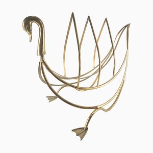 19th Century English Swan or Goose Form Brass Magazine Rack