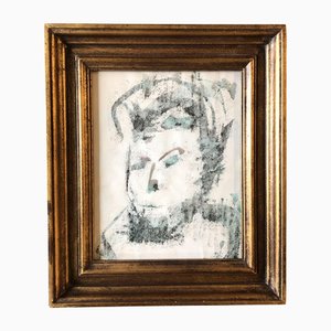 Abstract Portrait, 1970s, Watercolor on Paper, Framed