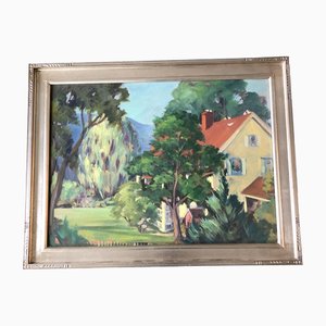 Bucks County Spring Landscape, 1950s, Painting on Canvas, Framed
