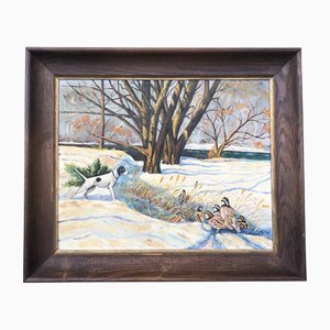 Hunting, 1950s, Painting on Canvas, Framed