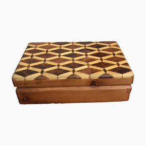 Mid-Century Modern Inlaid Wood Marquetry Trinket or Jewelry Box, 1970s