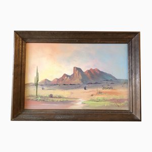 Desierto del sudoeste, años 60, pintura, enmarcado