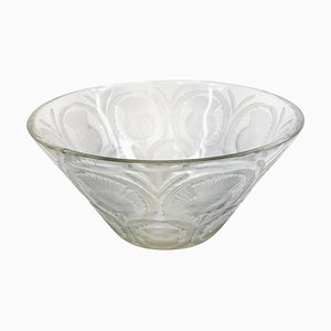1970s Lalique France Thistle Decorated Art Glass Bowl