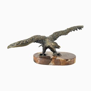 Early 20th Century Americana Bronze Eagle Statue on Marble Base
