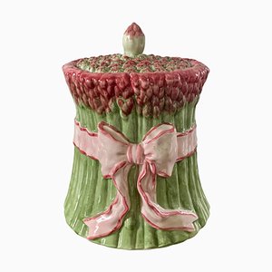 Majolica Ceramic Trompe Loeil Asparagus Covered Box