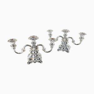 Danish Silver-Plated Candelabras, Set of 2