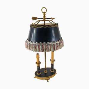 Lámpara de mesa French Empire Ormolu de bronce dorado y Tole