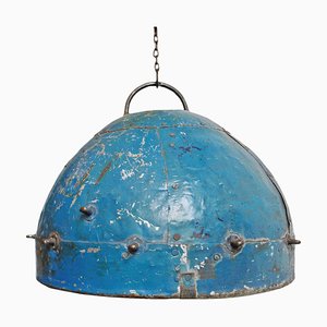 Lampada a sospensione vintage in ferro blu