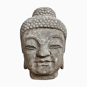 Tête de Bouddha Vintage en Pierre Sculptée