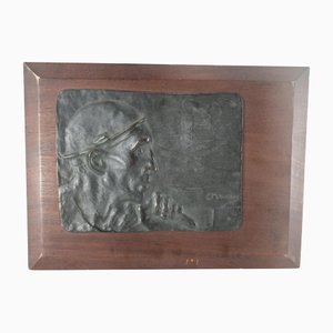 Französische Belgische Bronze Relief Plakette, 19. Jh. von Constantin Meunier