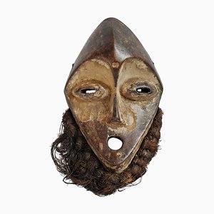 Maschera Lega vintage in legno e rafia