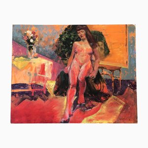 Leonard Restivo, Female Nude, Painting, 1990s