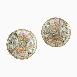 Assiettes creuses Rose Medallion, China Export, Set de 2