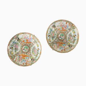 Chinese Export Rose Medallion Soup Plates, Set of 2