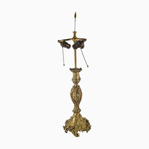 Louis Xv French Rococo Gilt Bronze Candlestick Table Lamp