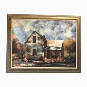 Farmhouse, 1970s, Painting, Framed