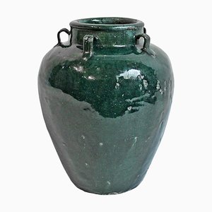 Antique Jade Green Ceramic Jar