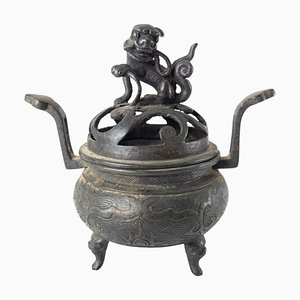 Encensoir Brûle-Encens en Bronze, Chine ou Japon, 19ème Siècle